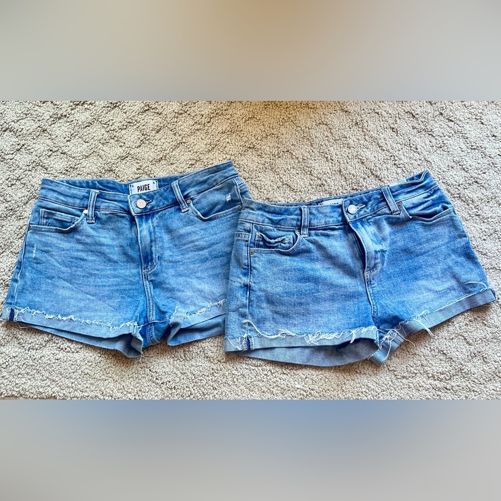 PAIGE Blue Jean Shorts Classic Cutoff Style